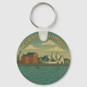 Aalborg Denemarken Stadsgezicht Sleutelhanger (Achterkant)