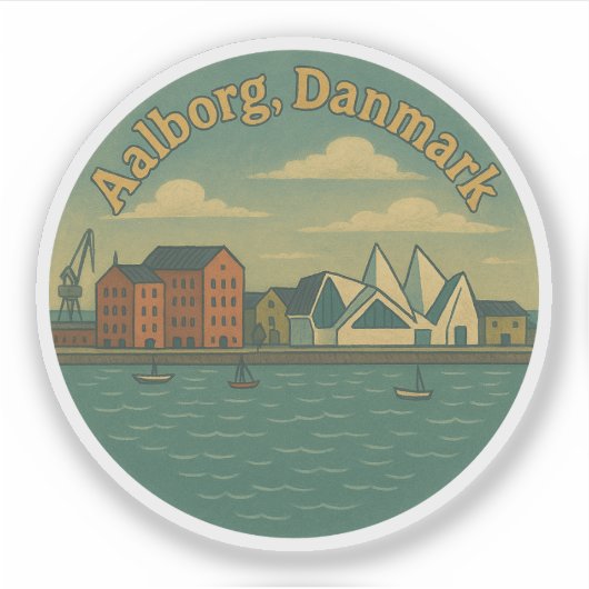 Aalborg Denemarken Stadsgezicht Sticker (Voorkant)