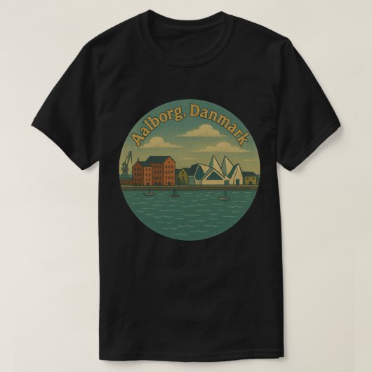 Aalborg Denemarken Stadsgezicht T-shirt (Design voorkant)