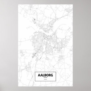 Aalborg, Denemarken (zwart op wit) Poster