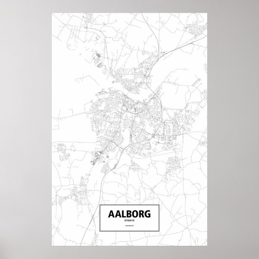 Aalborg, Denemarken (zwart op wit) Poster (Voorkant)
