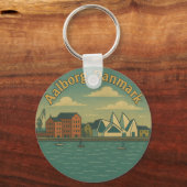 Aalborg Denmark Cityscape Sleutelhanger (Achterkant)