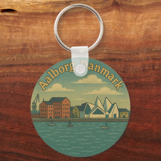 Aalborg Denmark Cityscape Sleutelhanger (Achterkant)