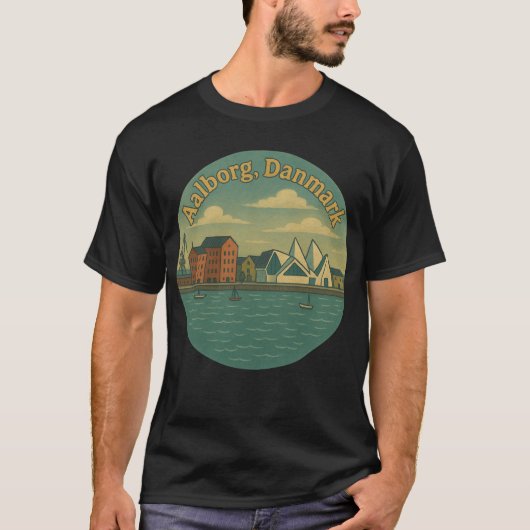 Aalborg Denmark Cityscape T-shirt (Voorkant)