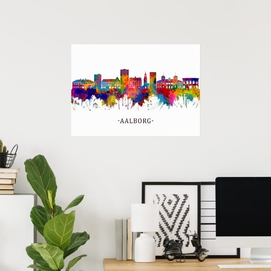Aalborg Denmark Skyline Poster (Thuiskantoor)