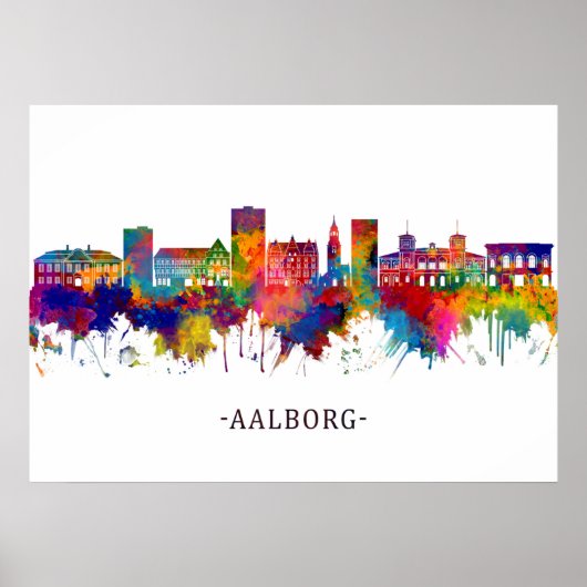 Aalborg Denmark Skyline Poster (Voorkant)