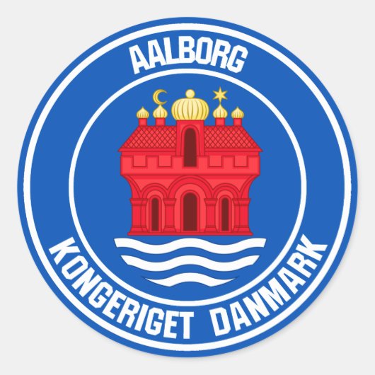 Aalborg Round Emblem Ronde Sticker (Voorkant)