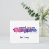 Aalborg skyline in watercolor briefkaart (Staand voorkant)