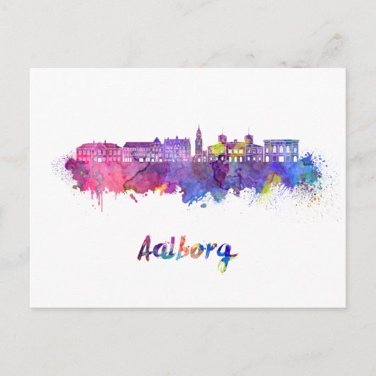 Aalborg skyline in watercolor briefkaart (Voorkant)