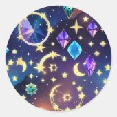 AAlexandrite Sapphire Celestial Moon Luxury Gem  Ronde Sticker (Voorkant)