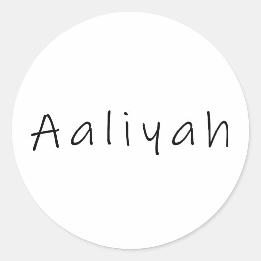 Aaliyah-naam Ronde Sticker (Voorkant)
