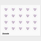 Aaliyah, paarse harten ronde sticker (Vel)