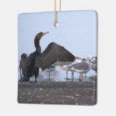 Aalscholver en meeuwen ornament (Links)