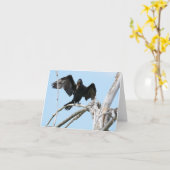 Aalscholver gebruikend vleugels aan saldo kaart (Gele Bloem)