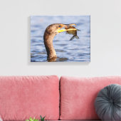 aalscholver met vis canvas afdruk (Insitu (Woonkamer))