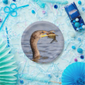 aalscholver met vis papieren bordje (Feest)