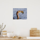 aalscholver met vis poster (Keuken)