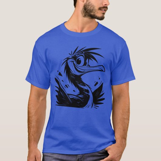 Aalscholver Vogel Met Grote Ogen Potlood Schets Jo T-shirt (Voorkant)