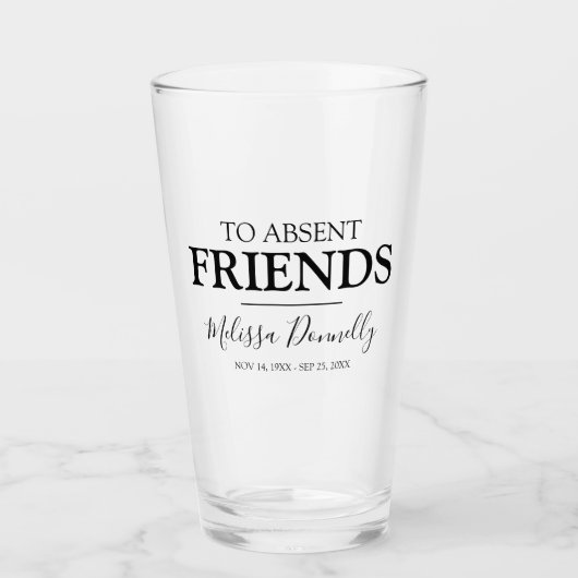 Aan afwezig Friends l Herdenking Glas (Voorkant)