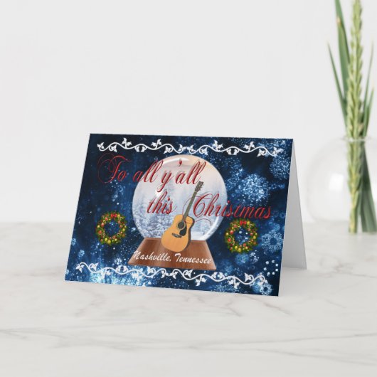 Aan Al Y'all Deze Kaart van Nashville van Kerstmis (Voorkant)