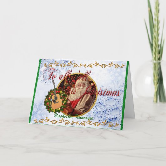 Aan Al Y'all Deze Kerstmis van Nashville Feestdagen Kaart (Voorkant)