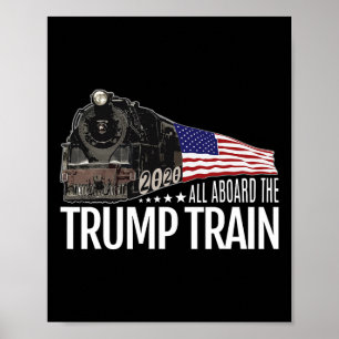 Aan boord van de Trump Train 2020 Amerikaanse vlag Poster
