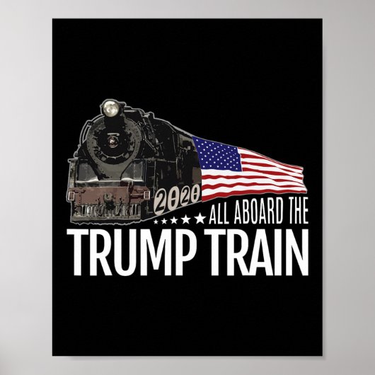 Aan boord van de Trump Train 2020 Amerikaanse vlag Poster (Voorkant)