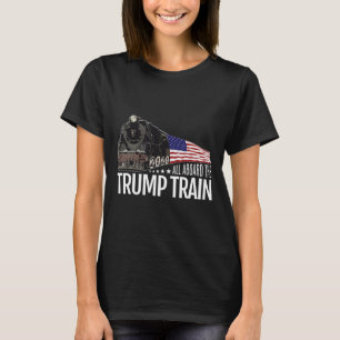 Aan boord van de Trump Train 2020 Amerikaanse vlag T-shirt