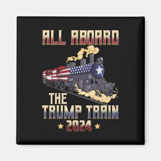 Aan boord van de Trump Train 2024 Amerikaanse vlag Magneet (Voorkant)