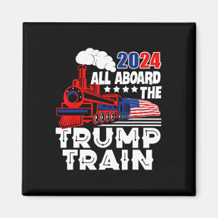 Aan boord van de Trump Train 2024 Amerikaanse vlag Magneet