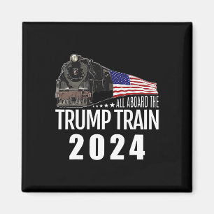 Aan boord van de Trump Train 2024 Amerikaanse vlag Magneet
