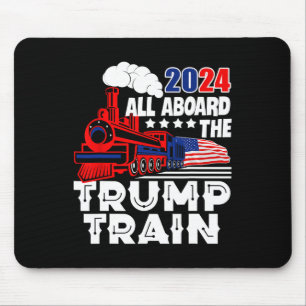 Aan boord van de Trump Train 2024 Amerikaanse vlag Muismat