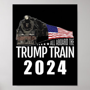 Aan boord van de Trump Train 2024 Amerikaanse vlag Poster