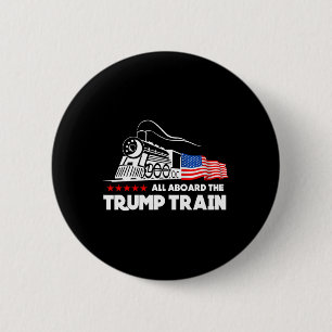Aan boord van de Trump Train 2024 Amerikaanse vlag Ronde Button 5,7 Cm