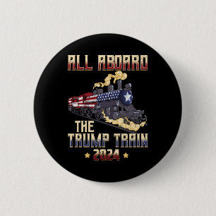 Aan boord van de Trump Train 2024 Amerikaanse vlag Ronde Button 5,7 Cm