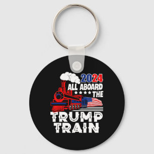 Aan boord van de Trump Train 2024 Amerikaanse vlag Sleutelhanger