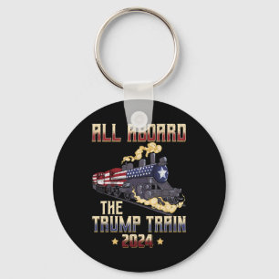 Aan boord van de Trump Train 2024 Amerikaanse vlag Sleutelhanger
