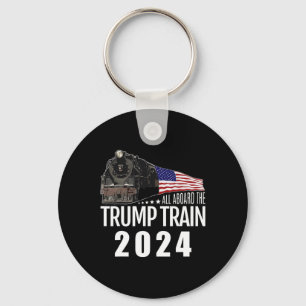Aan boord van de Trump Train 2024 Amerikaanse vlag Sleutelhanger