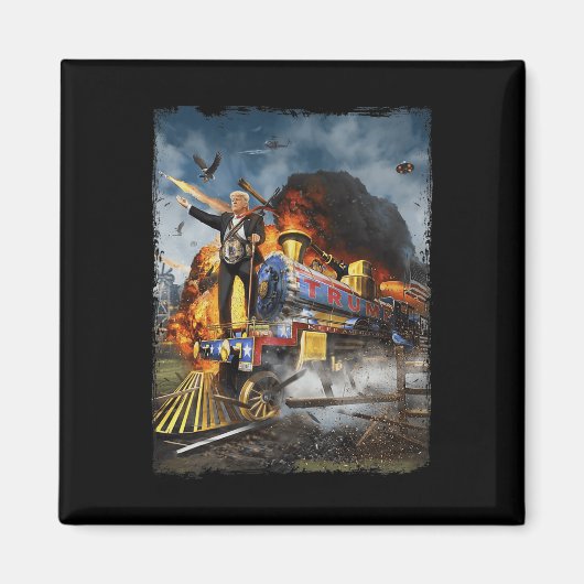 Aan boord van de Trump Train Grappige Donald Trump Magneet (Voorkant)