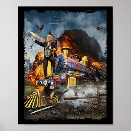 Aan boord van de Trump Train Grappige Donald Trump Poster (Voorkant)