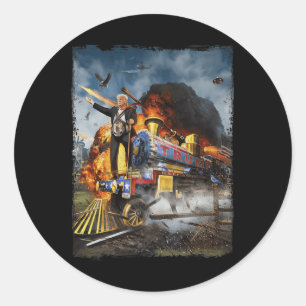 Aan boord van de Trump Train Grappige Donald Trump Ronde Sticker