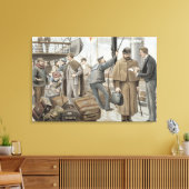 Aan boord van Tilbury, van 'P & O Pencillings' Canvas Afdruk (Insitu (Woonkamer))