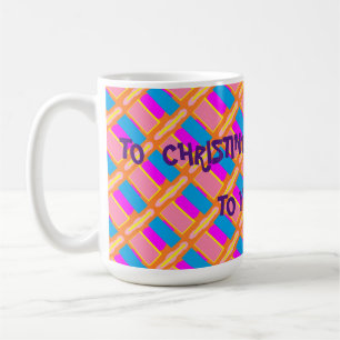 Aan Christine gefeliciteerd met je roze geel Koffiemok