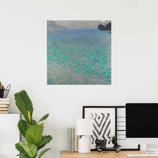 Aan de Attersee van Gustav Klimt, Vintage Fine Art Poster (Thuiskantoor)