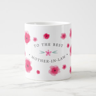 Aan de beste schoonmoeder Roze bloemen Grote Koffiekop