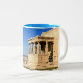 Aan de Griekse blauwe horizon Tweekleurige Koffiemok (Voorkant rechts)