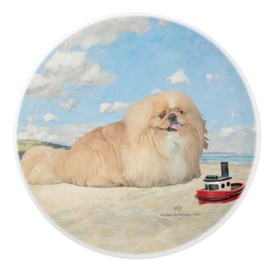 Aan de kust keramische knop (Voorkant)