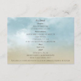 Aan de kust oceaan surf strand bruiloft details informatiekaartje