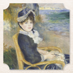Aan de kust, olieverf portret, Renoir Kartonnen Onderzetters
