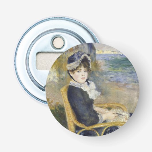 Aan de kust, olieverfportret, Renoir Button Flesopener (Voorkant)